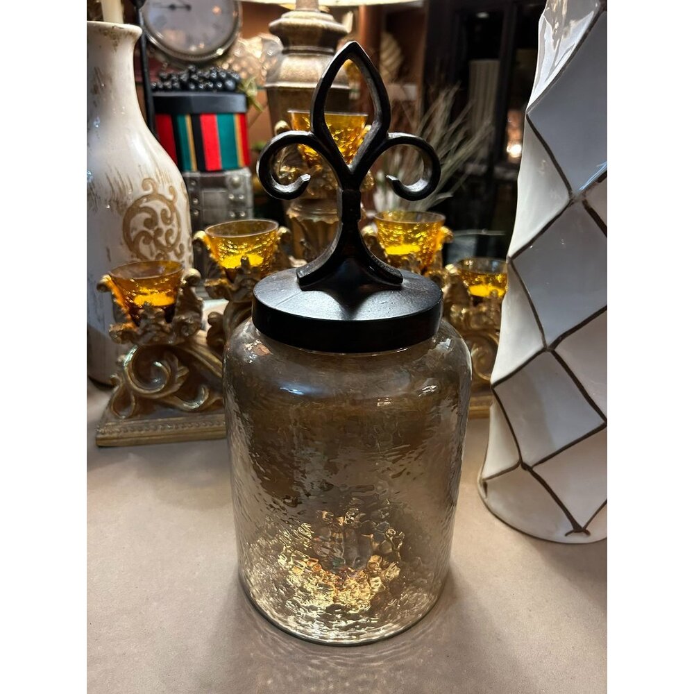 Nice Amber Decor With Bronze Lid